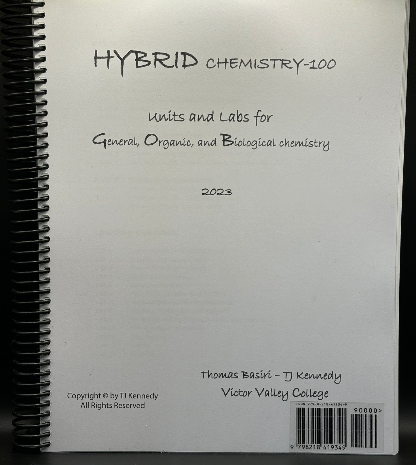 Hybrid Chemistry Units and Labs for General, Organic, and Biological Chemistry